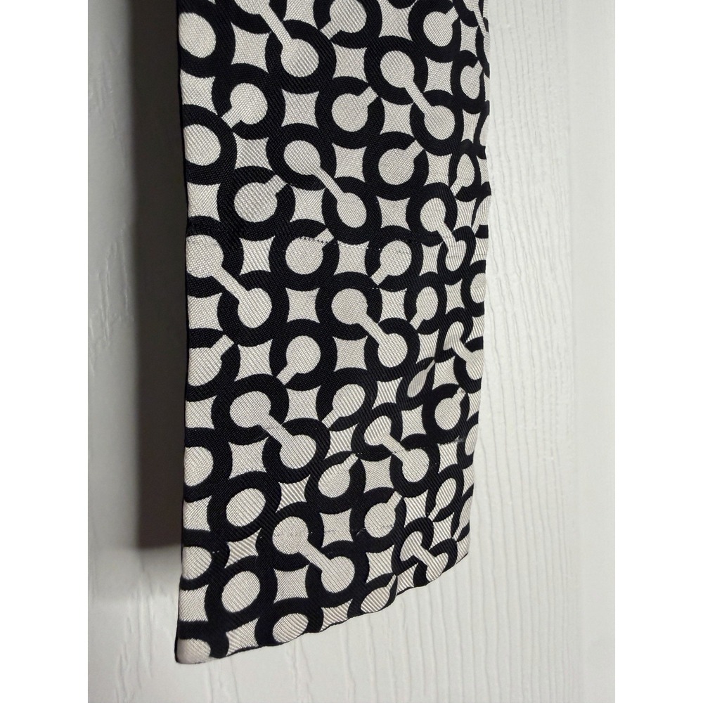 Coach Black White Satin Silk Ponytail Tie Twilly Scarf Op Art Geometric C 2000s - Picture 5 of 5
